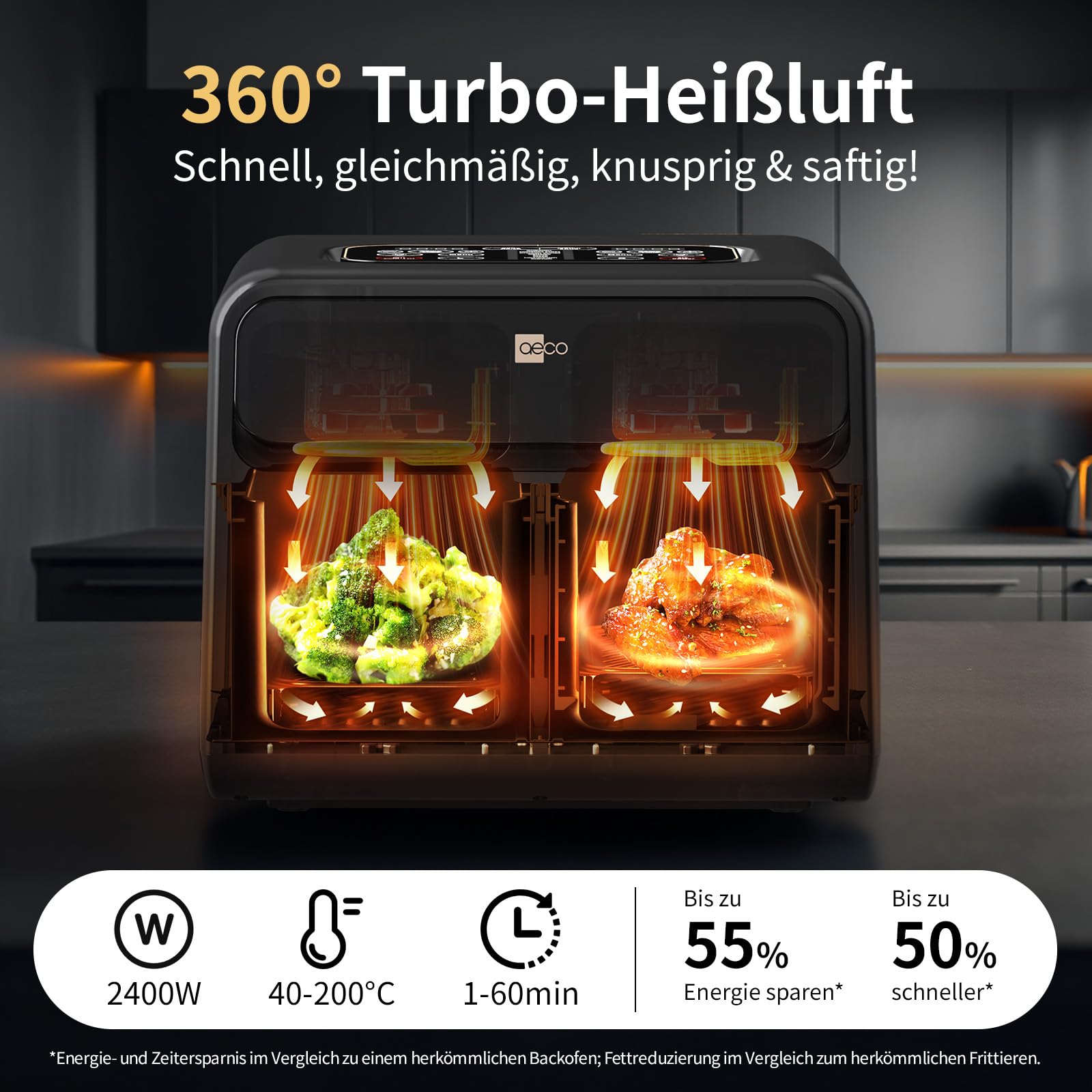 aeco-elite-duo-8l-xl-airfryer-dual-zone-2400w image 4