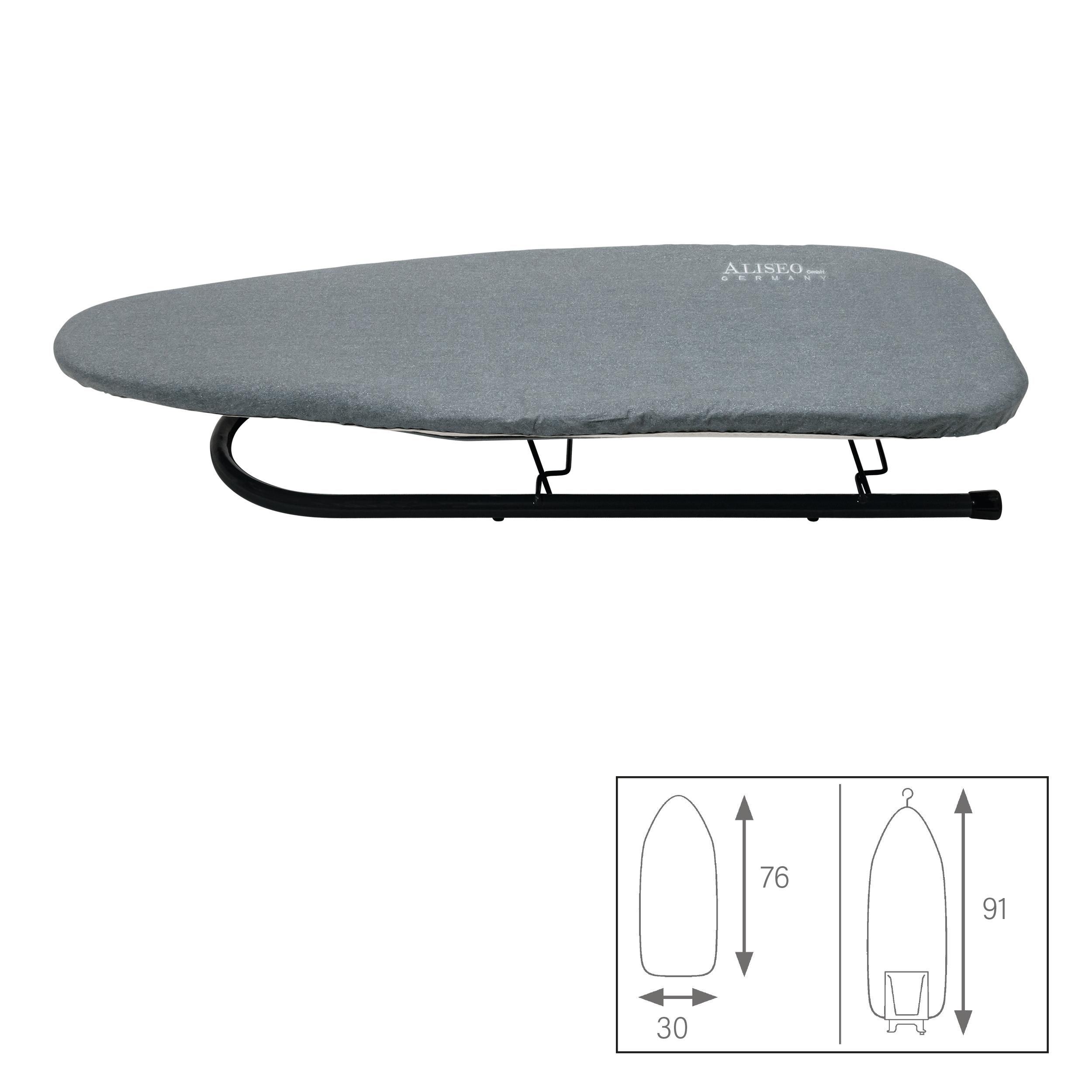 aliseo-mini-meee-klappbares-b-gelbrett-30-x-76-cm-in-grau-schwarz image 2
