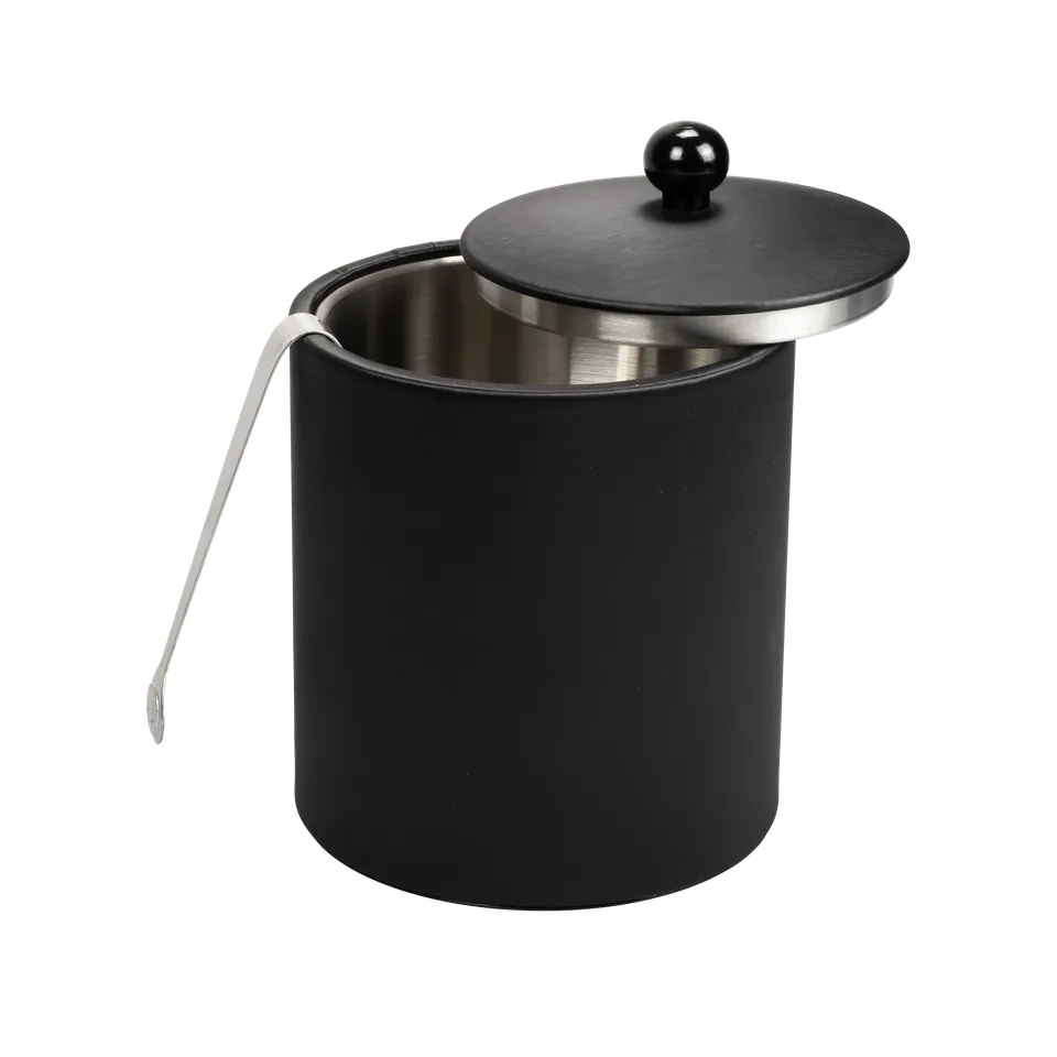 aliseo-londoner-eisw-rfelbeh-lter-1-liter-kunstleder-schwarz-mit-deckel-und-zang image 1