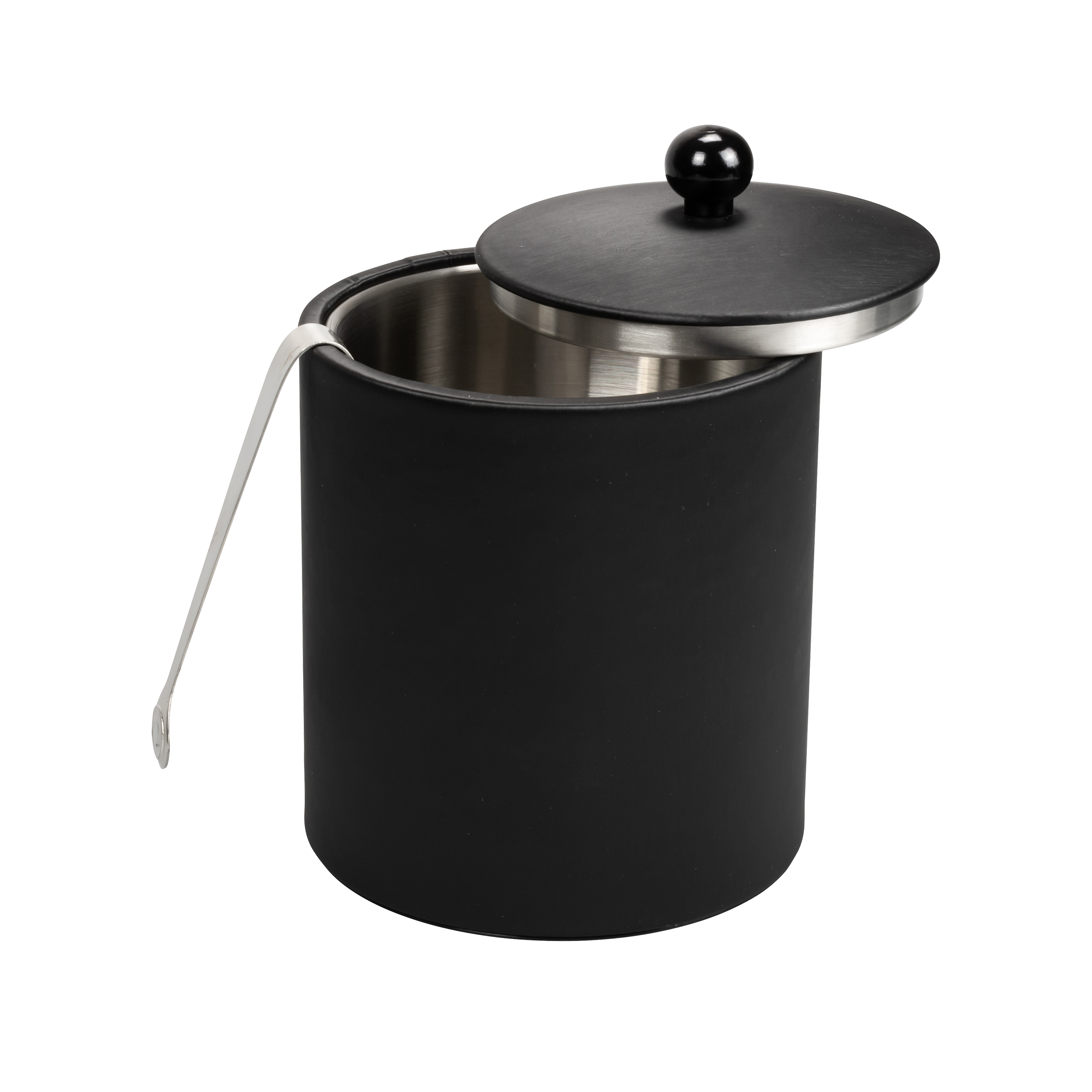 aliseo-londoner-eisw-rfelbeh-lter-1-liter-kunstleder-schwarz-mit-deckel-und-zang image 1